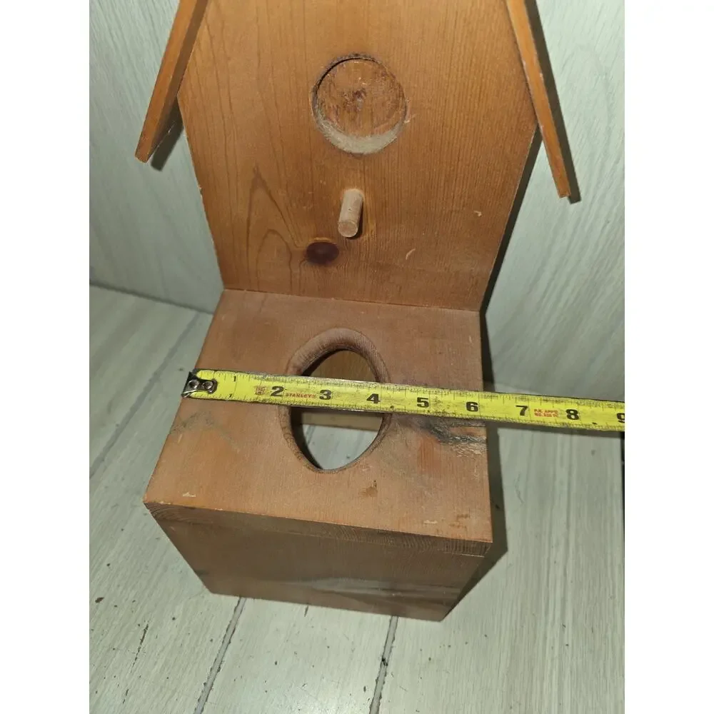 Vtg Wood Bird House Handmade Tissue Box Cover Farmhouse Cottagecore Country